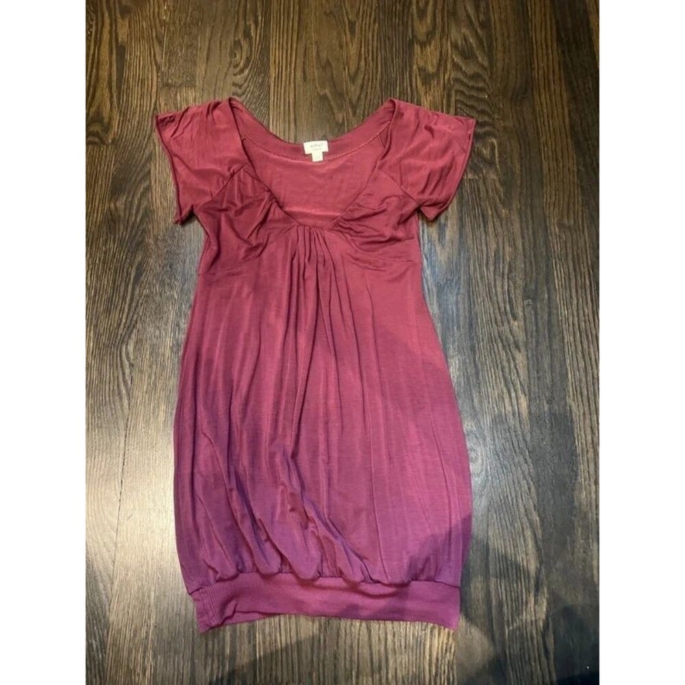 Wilfred Women’s Deep V-Neck Short-Sleeved Tee Tunic Plum Dark Purple | XS